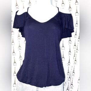 Women's Navy Blue Cold Shoulder Top